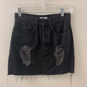 Forever 21 Distressed Black Jean Skirt (NWOT)